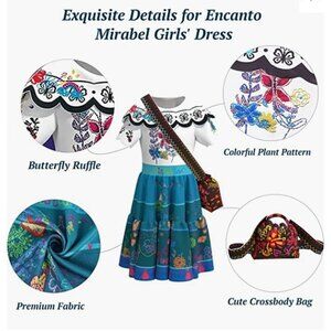 Comisoc Encanto Mirabel Dress for Girls, Girls 9-10